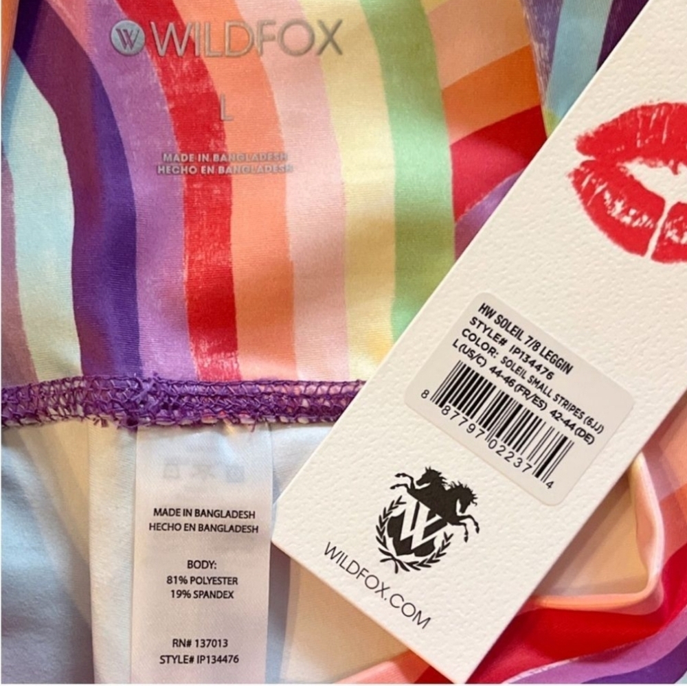 Wildfox Soleil High Waisted Rainbow 7/8 Leggings Sz L NWT MSRP $88 - Picture 7 of 8
